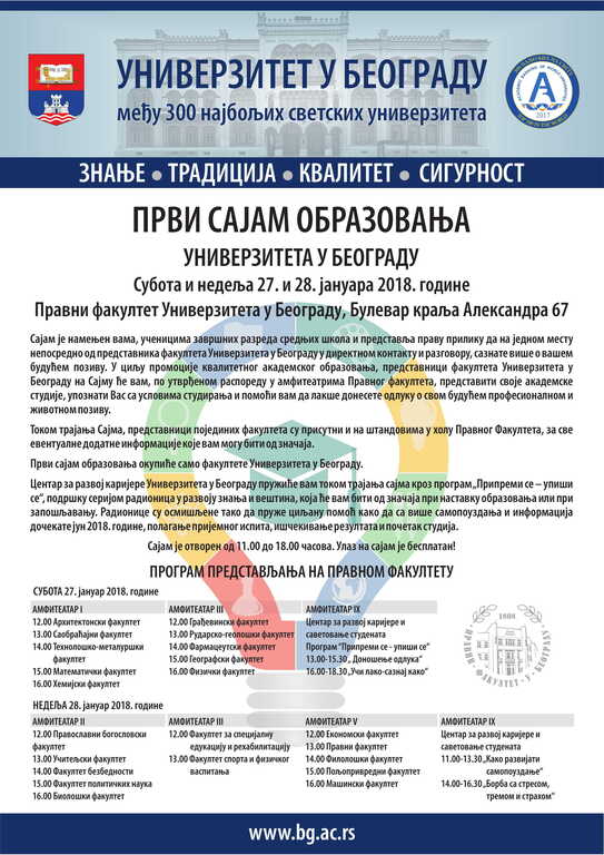 PRVI SAJAM OBRAZOVANJA UNIVERZITETA U BEOGRADU