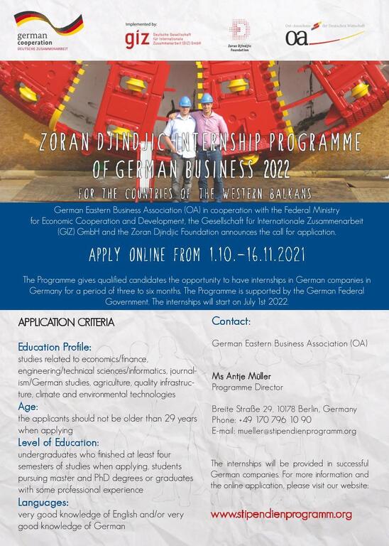 Internship Programme of German Business for the Countries of the Western Balkans