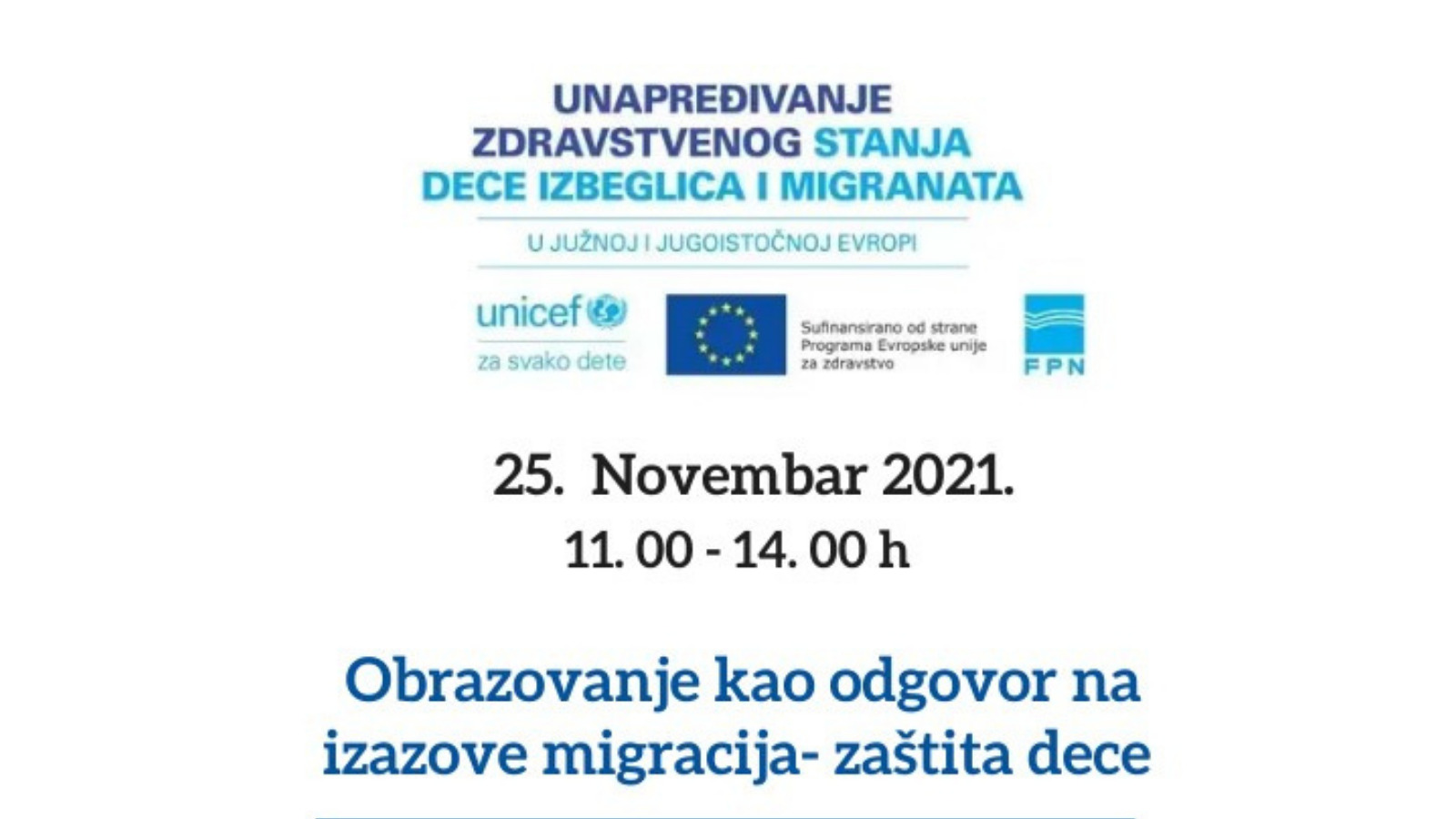 Позив на догађај ‚‚Образовање као одговор на изазове миграција – заштита деце"