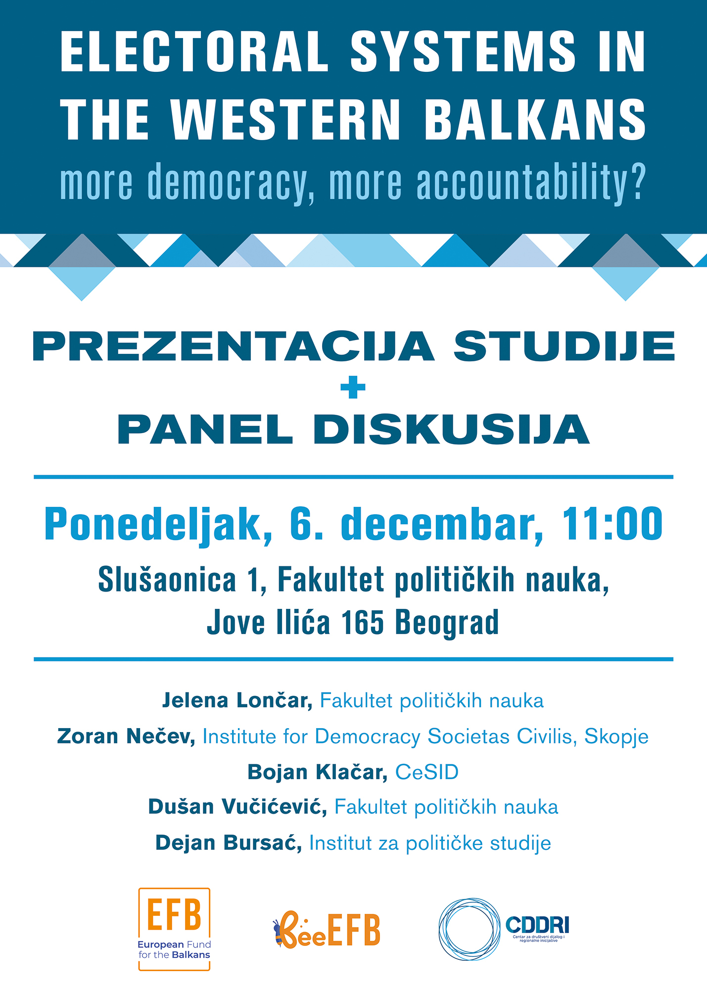 Позив на представљање студије и панел дискусију "Electoral systems in the Western Balkans: more democracy, more accountability?"