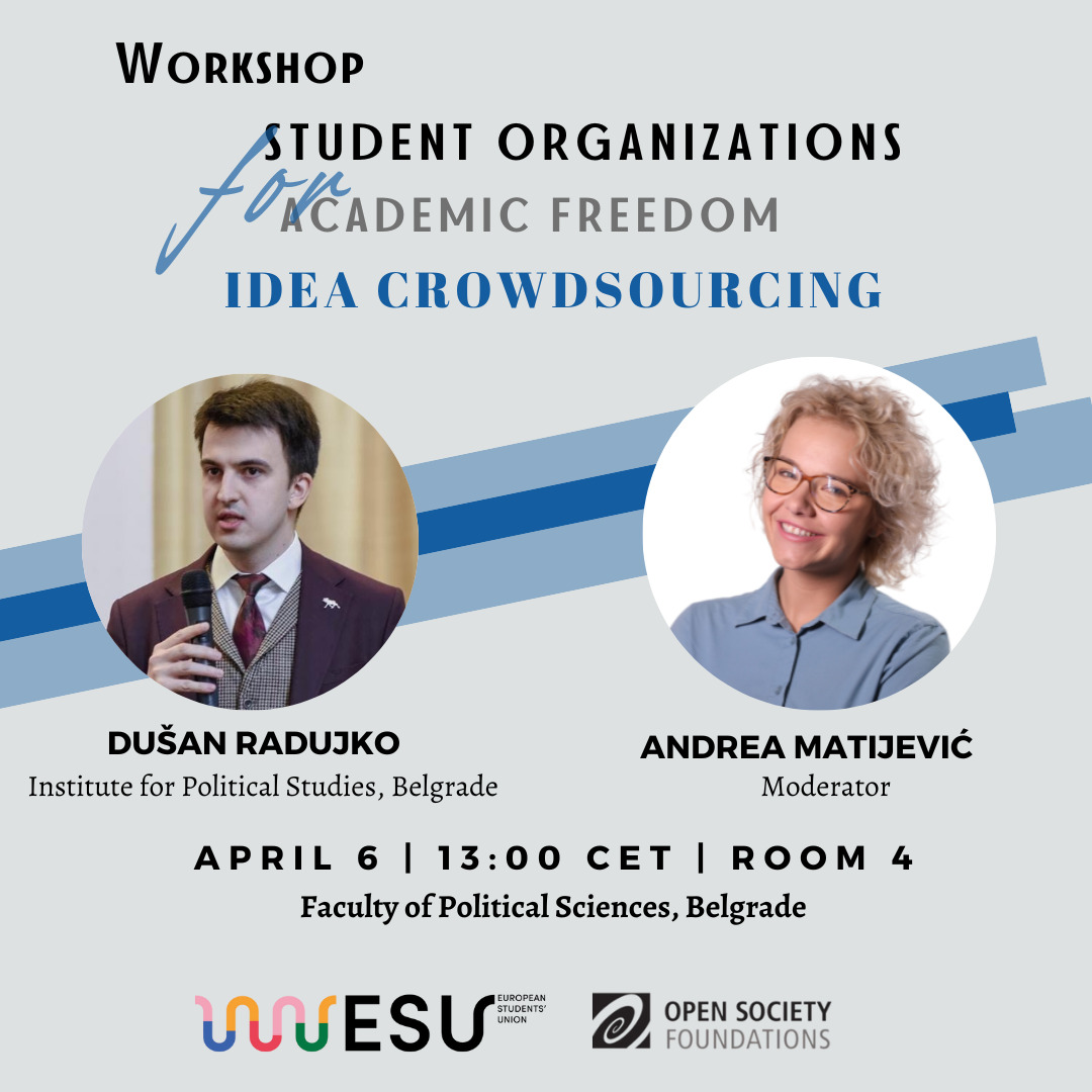 Poziv za učešće u edukativnoj radionici “Student Organizations for Academic Freedom: Idea Crowdsourcing”