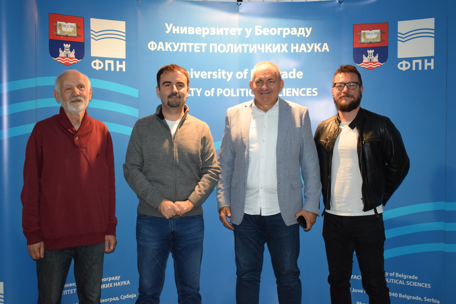Сусрет декана Факултета политичких наука и победника квиза „Потера“ Александра Белевског, Бојана Ђокића и Живорада Драгићевића