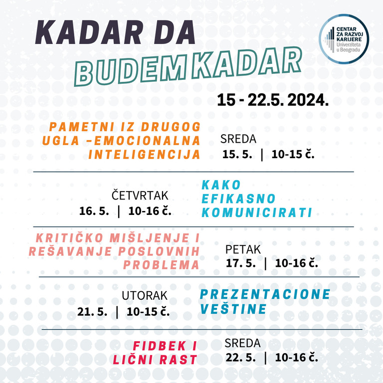 Отворено пријављивање за нови циклус тренинга КАДАР ДА БУДЕМ КАДАР