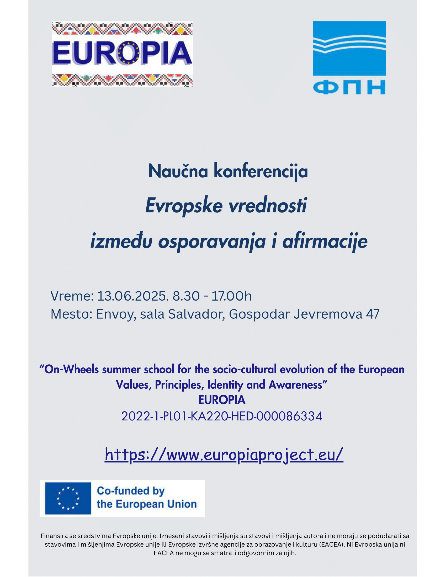 Научна конференција ,,Европске вредности: између оспоравања и афирмације"