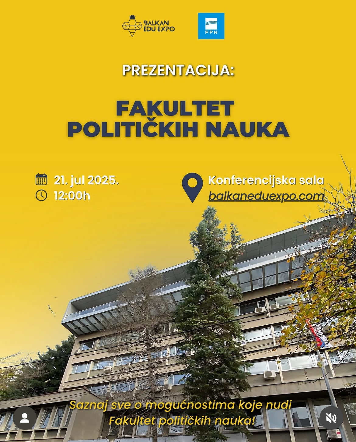 Онлајн представљање Факултета политичких наука на Регионалном сајму образовања и каријере “Balkan Edu Expo”