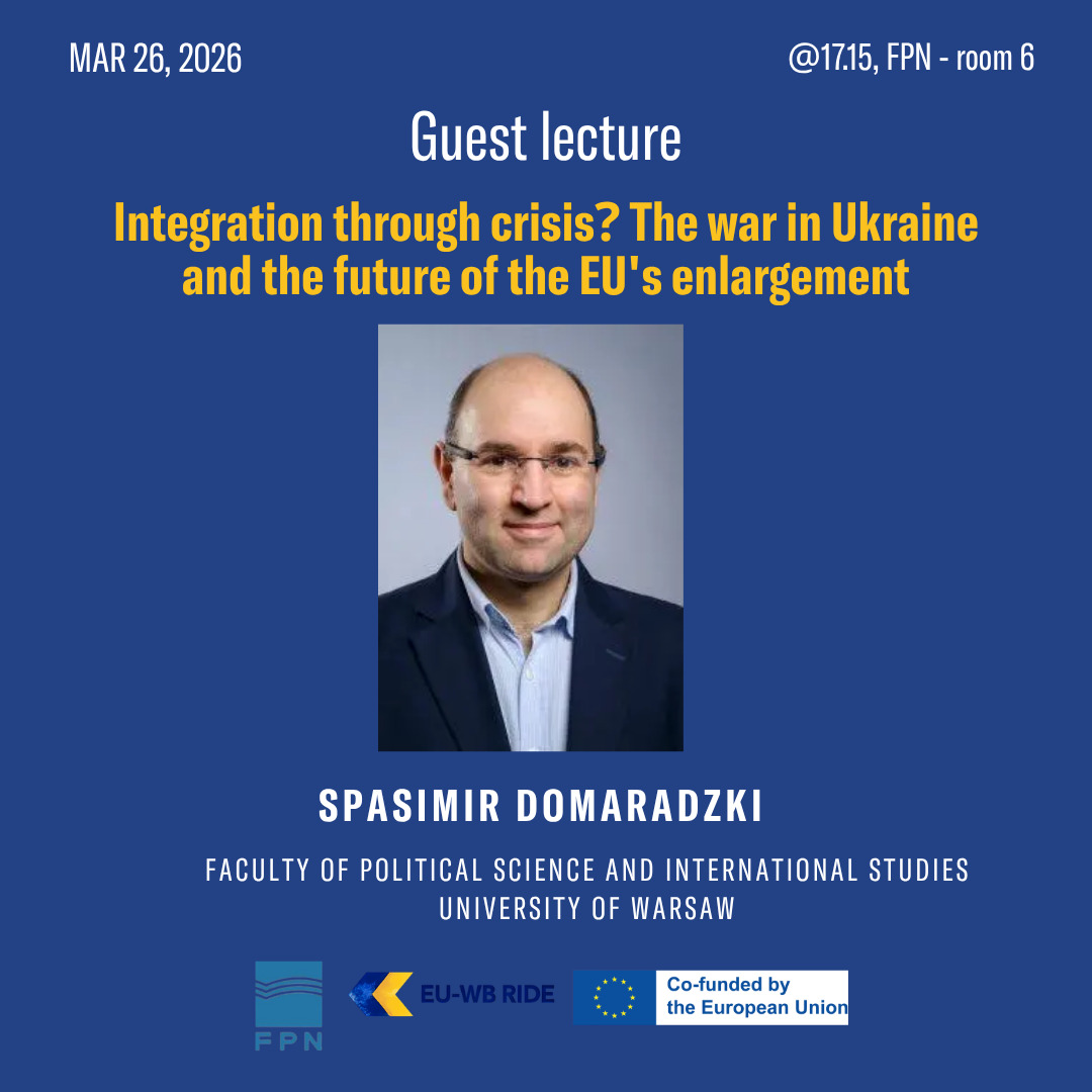Позив на предавање „Integration through crisis? The war in Ukraine and the future of the EU’s enlargement“ професора Спасимирa Домарадскoг