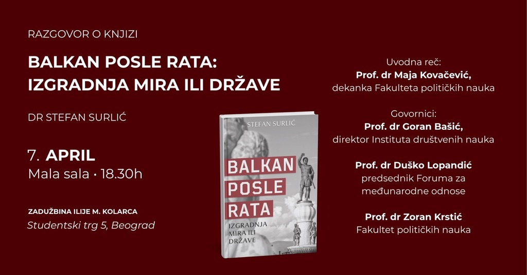 Predstavljanje knjige ,,Balkan posle rata: izgradnja mira ili države"