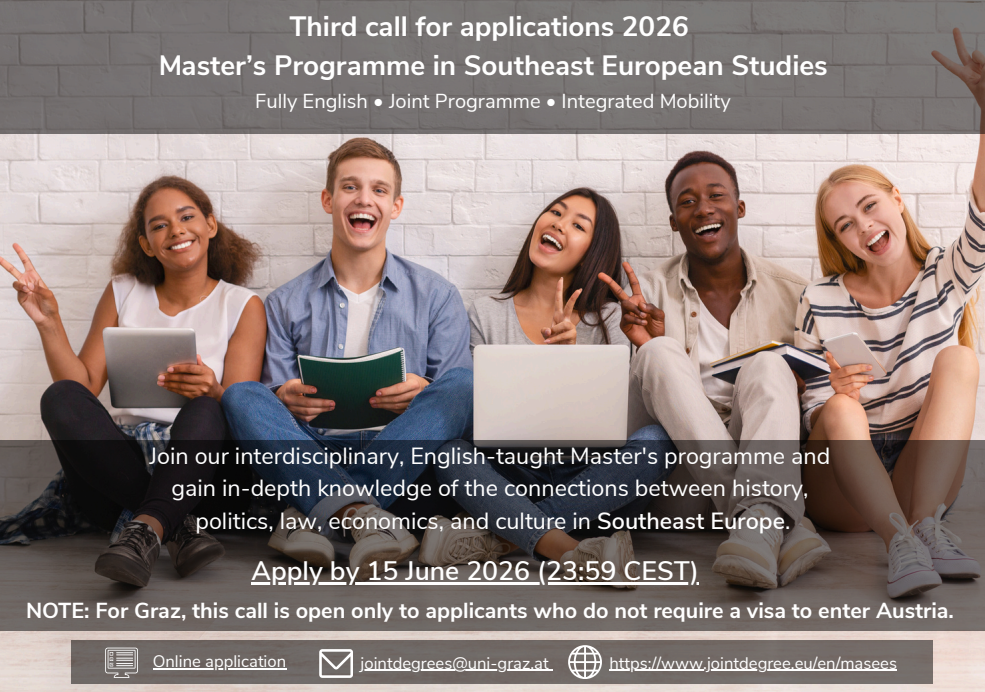 Third call for applications: Joint Master’s Programme in Southeast European Studies – University of Graz and University of Belgrade