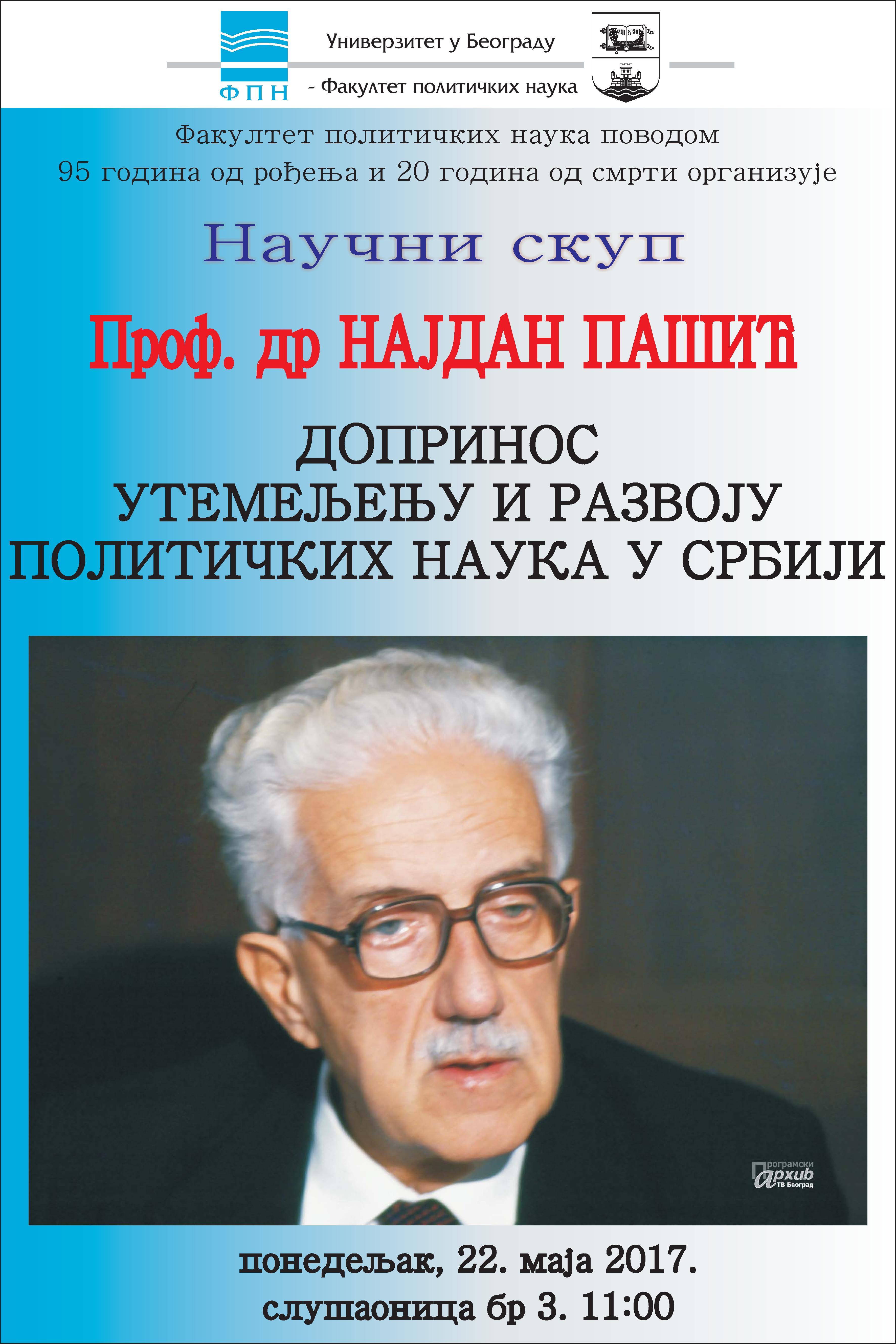 Научни скуп ,,Проф. др Најдан Пашић - допринос утемељењу и развоју политичких наука у Србији"
