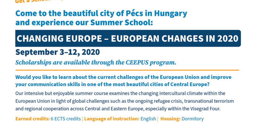 CEEPUS Scholarship opportunity to attend a summer course for free in Pécs (Hungary)