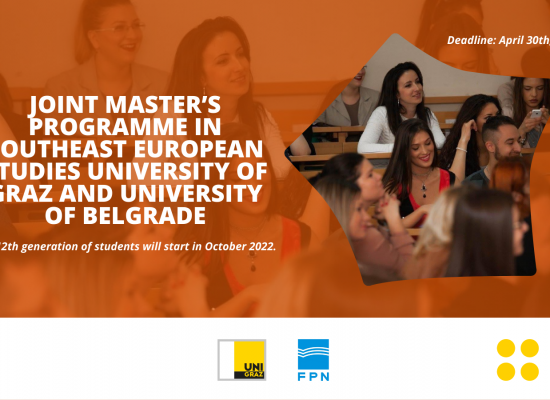 Call for Applications 2022/2023: Joint Master’s Programme in Southeast European Studies University of Graz and University of Belgrade